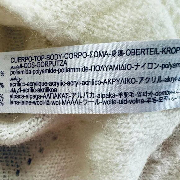 Zara Ivory Lace NWOT Knitted Sweater  Long Sleeve Bohemian Size M - Picture 6 of 9